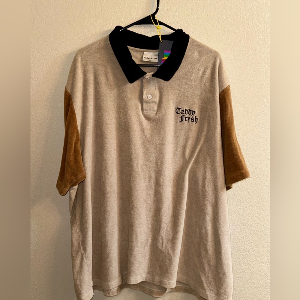 Teddy Fresh Brown Terrycloth polo, 3XL w/ original tag